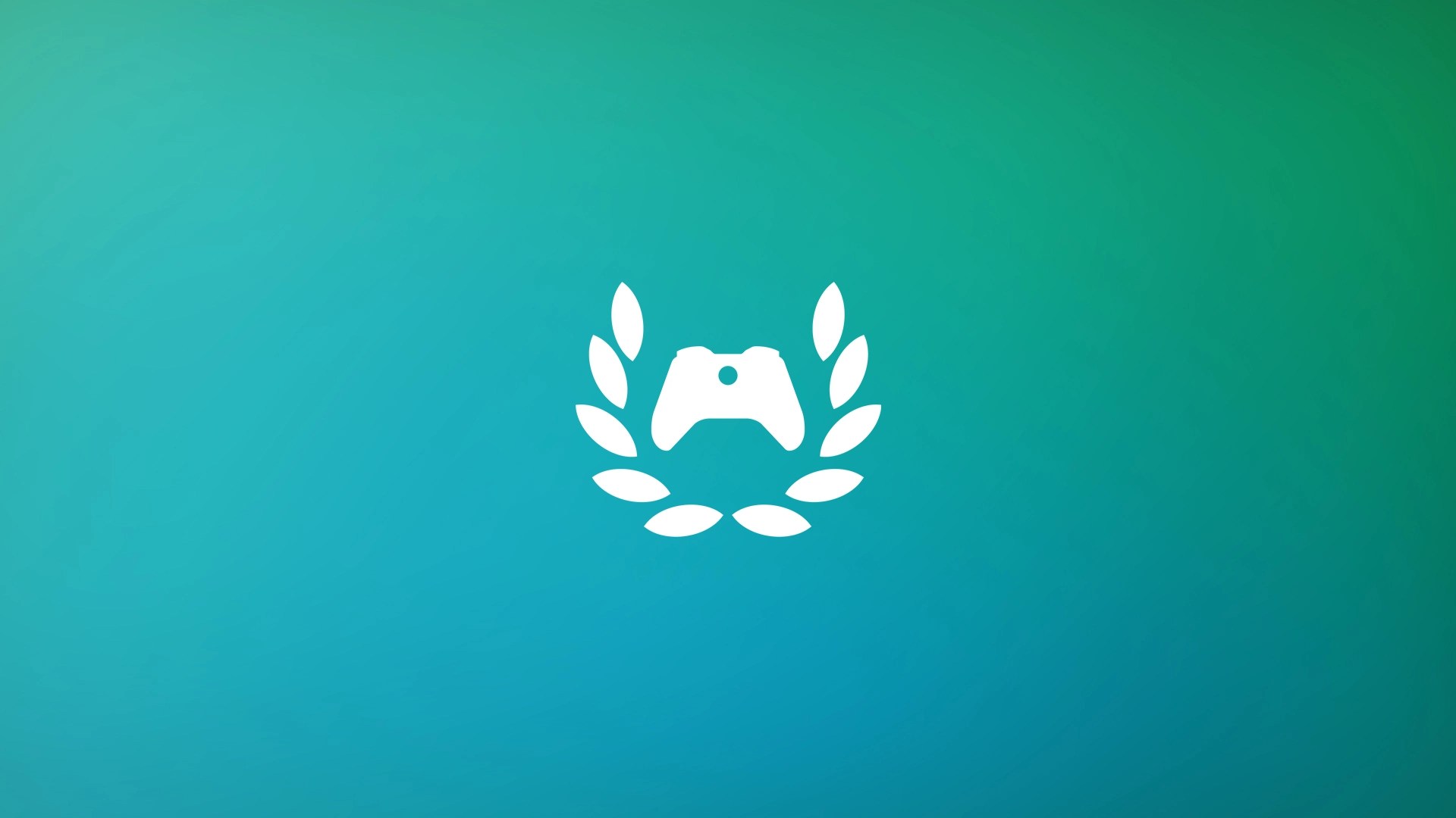 The Xbox Ambassadors logo featuring a white controller surrounded by white laurel leaves on a soft rainbow gradient background.
