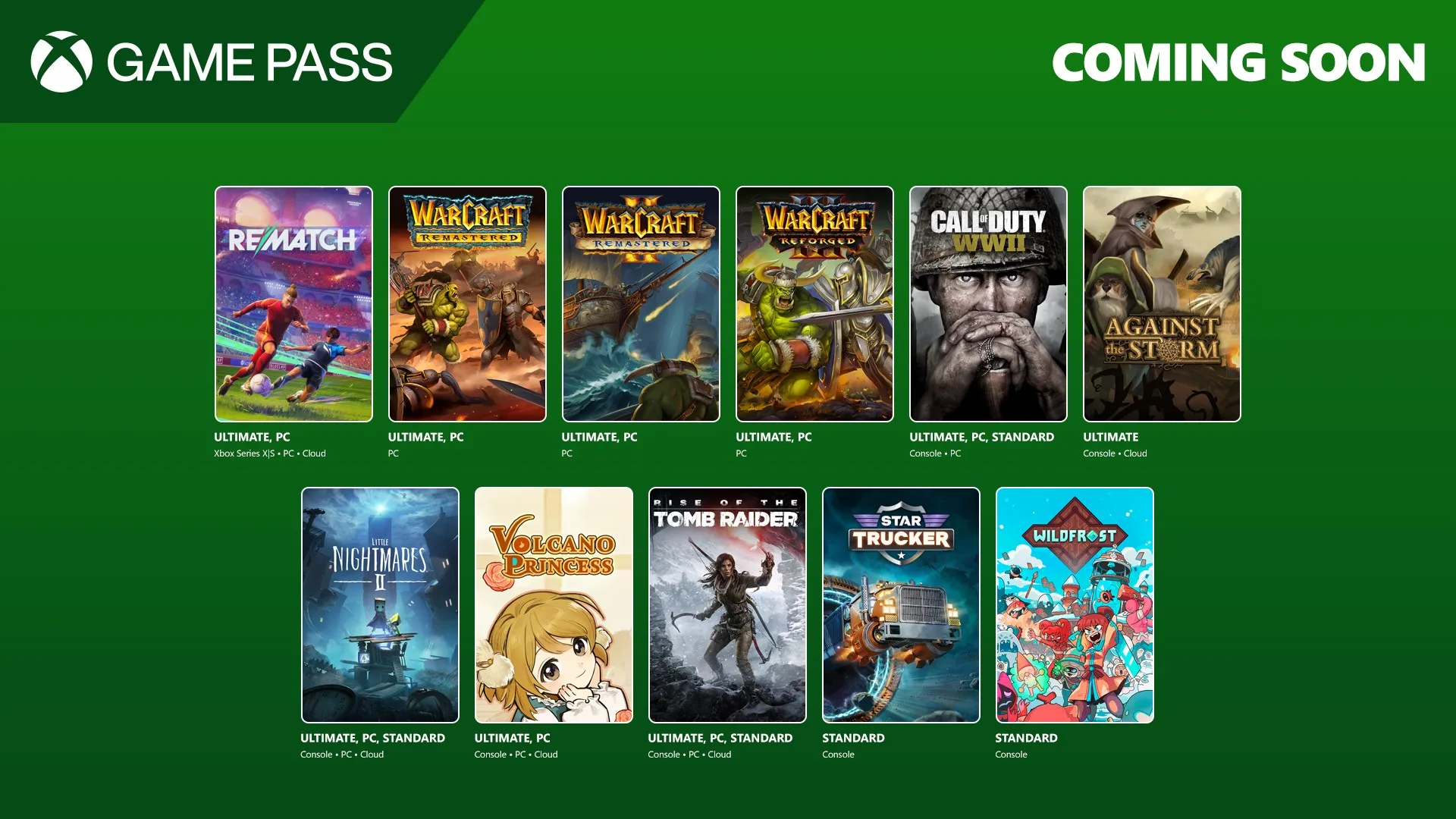 Coming to Game Pass: Rematch, Warcraft I & II: Remastered, Warcraft III: Reforged, Call of Duty: WWII, and More